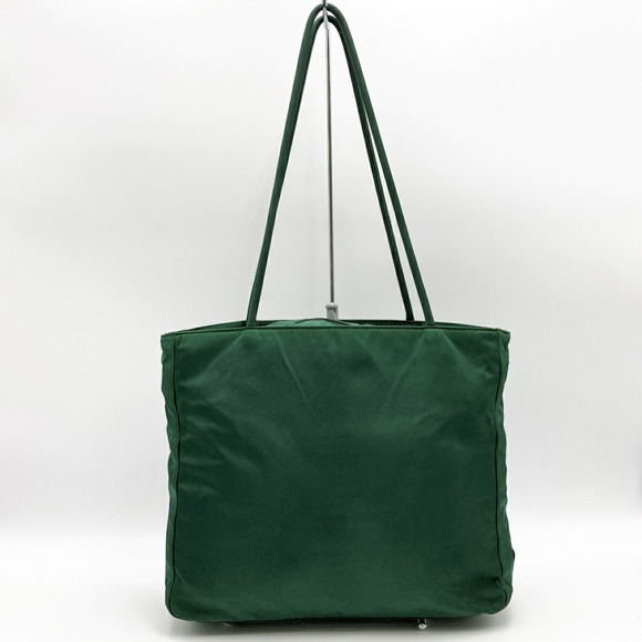 PRADA tote bag shoulder nylon logo plate green ladies men unisex - Picture 2 of 10